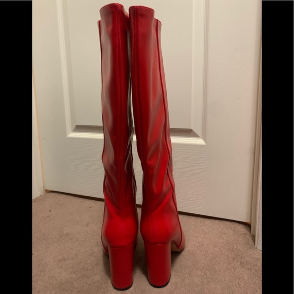 LUSCIOUS RED POINT TOE BOOTS - Picture 10 of 14